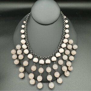 Purple Lilac Glass Bead Bib Plastron Necklace